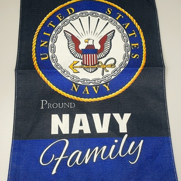 Navy Proudly Family Garden Flag - Picture 1 of 8